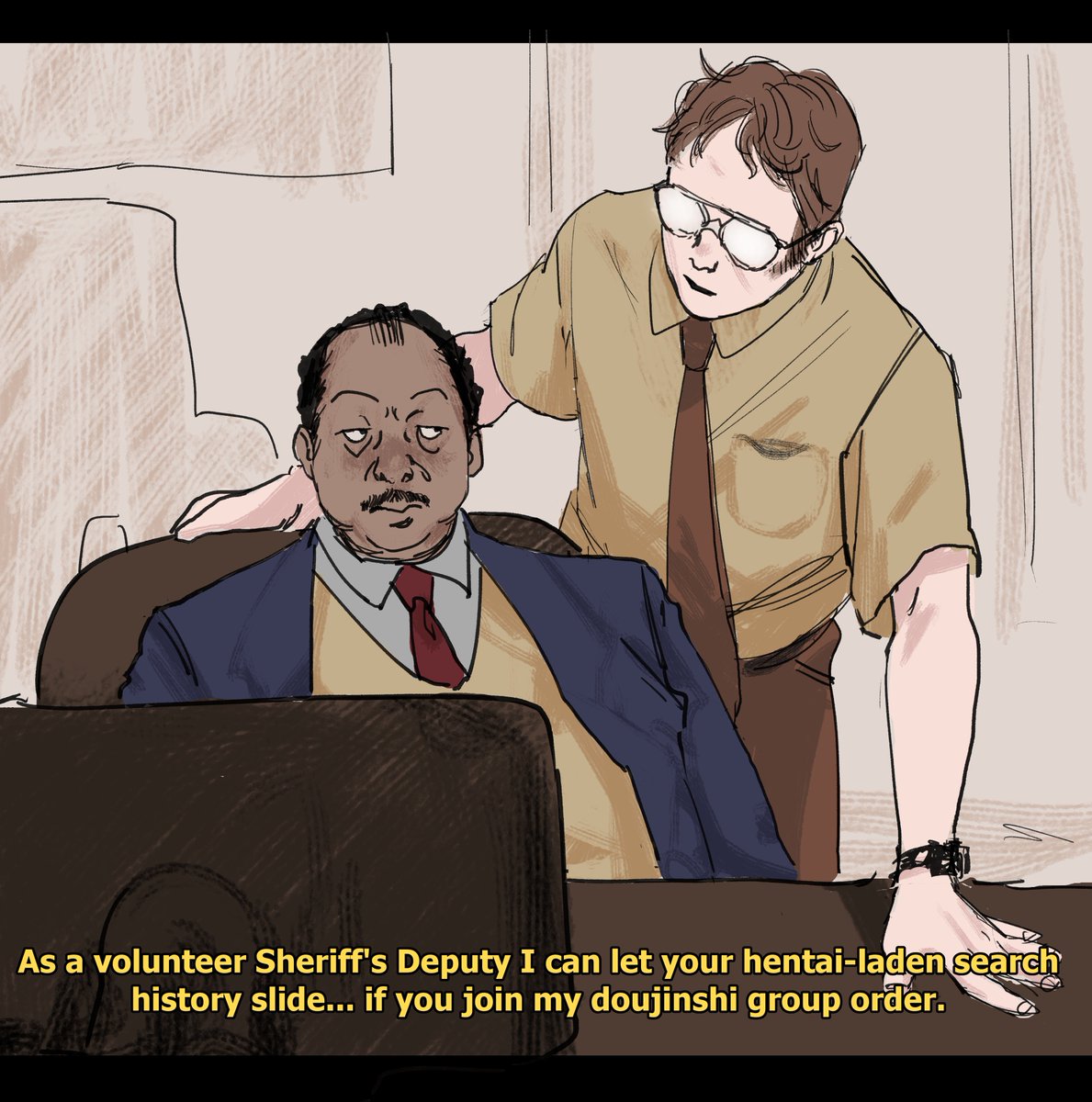 these Dwight doodles are trying to strike a balance between cringy dweeb and dilfy dweeb    (also please remember stanley's deleted scene thank you)