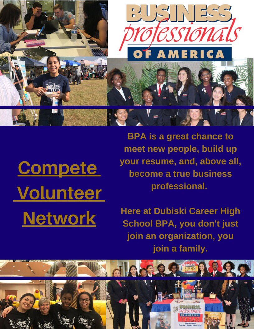 dubiski_bpa's tweet photo. Our BPA chapter encourages students to join, volunteers, and of course competes! And we LOVE it! #BPAChallengeWeek #BPAWeek #BPAAllDay @National_BPA https://t.co/3w8irPXJhv