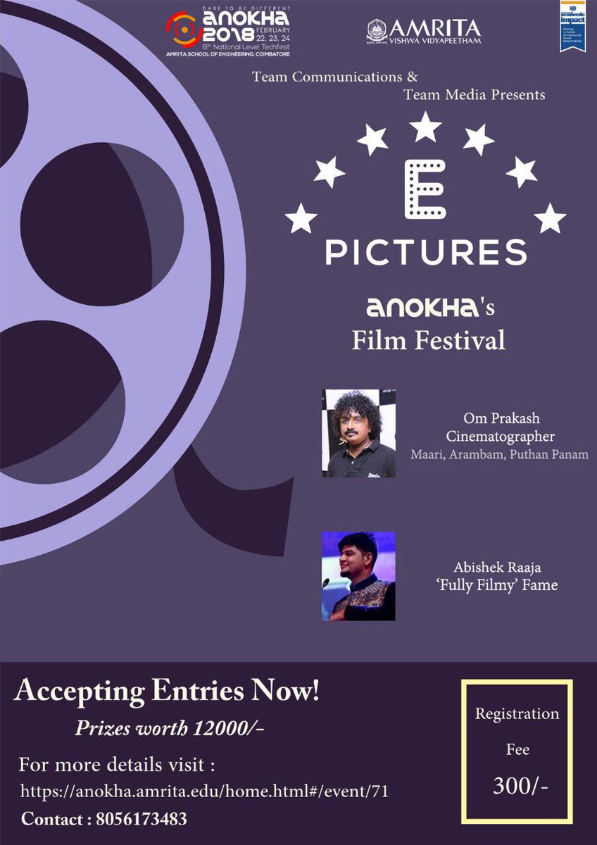 cinemapayyan's tweet photo. Happy to be a part of #Anokha2018
#AmritaCollege #EPictures https://t.co/fyeHlXhbWv