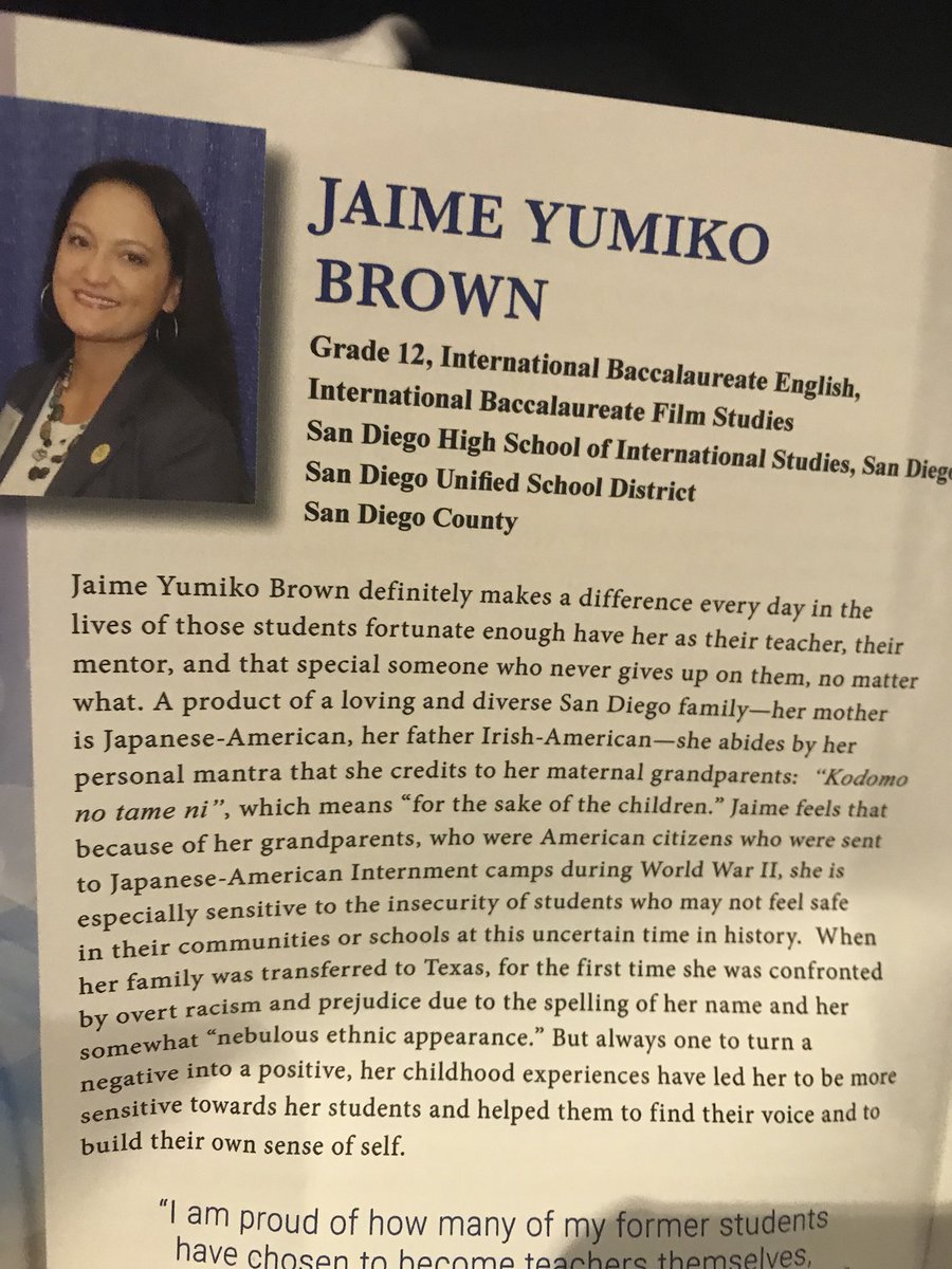 APWanKenobi's tweet photo. Words of wisdom from #CATOY18 Jaime Yumiko Brown “It’s the simple moments of compassion and caring that can change our students lives!” https://t.co/dRVmZ1cPZt