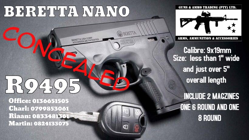 GunsTrading's tweet photo. Beretta Nano😉
Bel of Whatsapp my nou op +27 (79) 985-3061/+27 (83) 348-1361 Ons kan aflewer by jou naaste geweer winkel of jou huis teen ‘n vasgestelde tarief van R500 landswyd..!! LET WEL MENS KRY NIE ‘N KAR SAAM NIE DIT IS NET OM DIE GROTE AAN TE DUI😂
#edc #beretta #stopcrime https://t.co/46dbrN2bqt