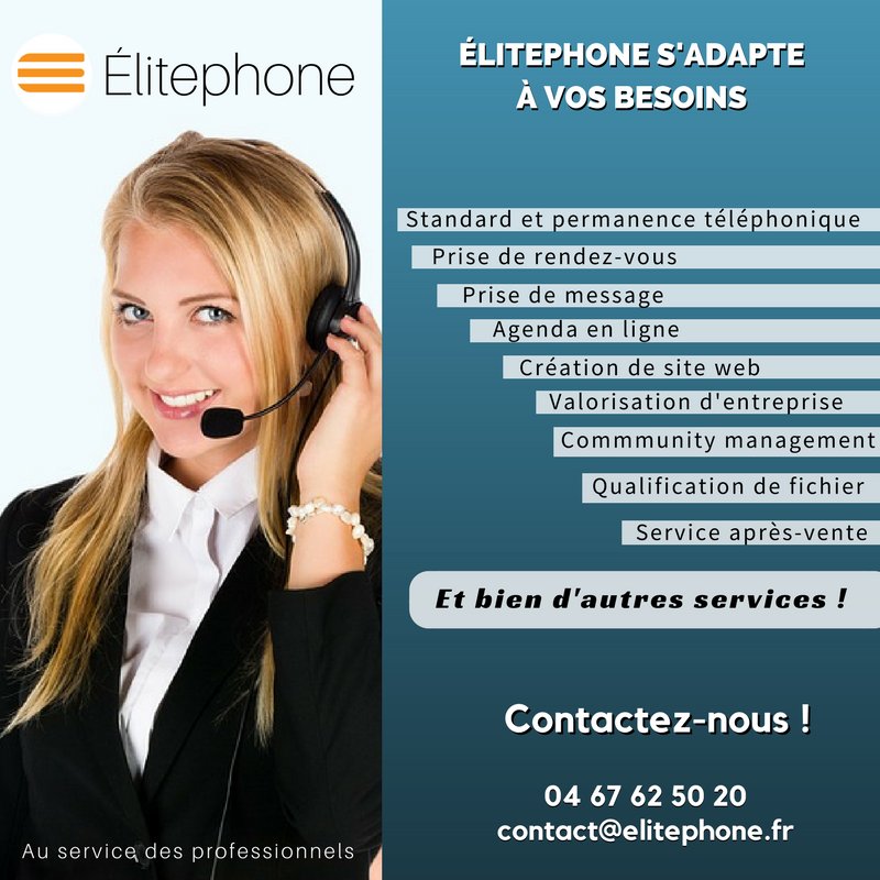ElitePhone34's tweet photo. N'hésitez plus : saisissez l'opportunité des avantages d'un secrétariat sans les inconvéniants ! Contactez @ElitePhone34 :)
#ElitePhone #Avocats #Podologue #Ostéopathe #France https://t.co/ZnbR5XCGaV
