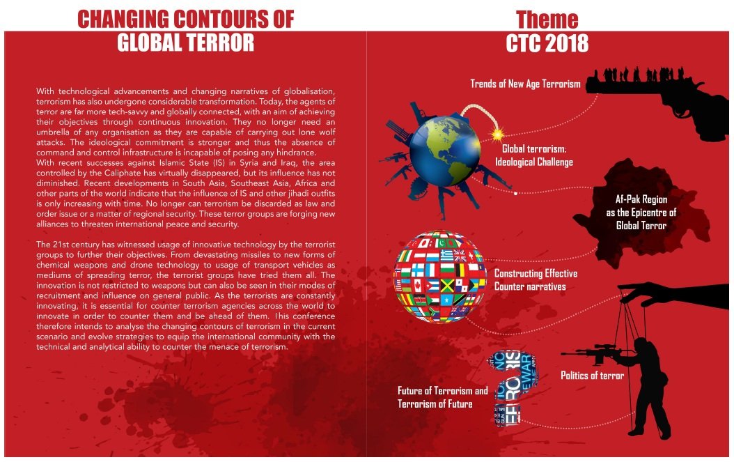 The Changing contours of global terror in today’s time poses a direct threat to the security of the citizens of any country as well as to the international stability and prosperity.

#CTC2018
Counter-Terrorism Conference
14-16 March 2018
