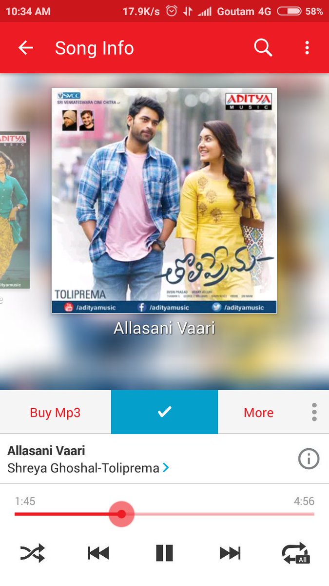 Repeated mood #Allasanivaari song @MusicThaman You Music amazing Bro #TholiPrema 🙏🙏🙏