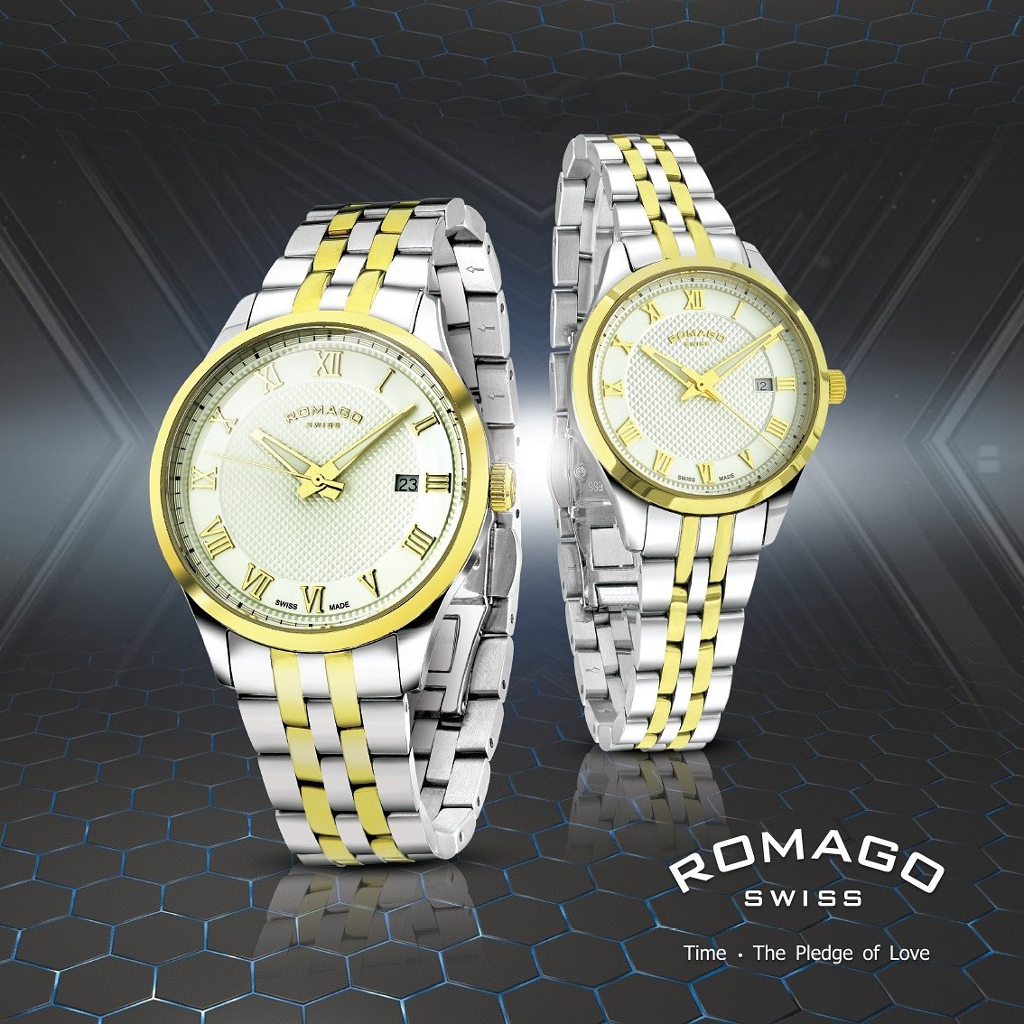 Lifestylefj's tweet photo. #Romago Swiss #Couple's #Watch •stainless steel •2 Tone •Sapphire crystal •Water resistant 50m Aed 1,395/BD139 each
#jewelry #Valentines https://t.co/6isSt38EWN