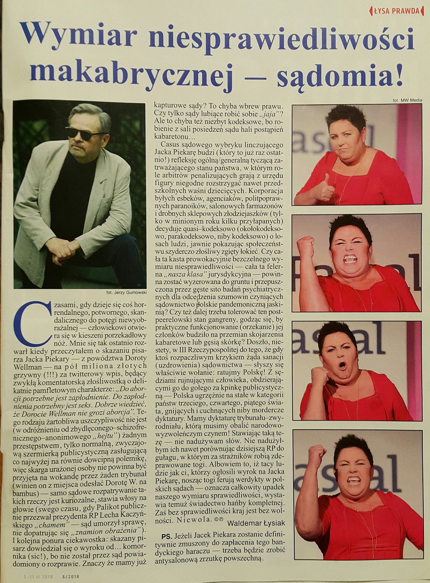 JacekPiekara's tweet photo. 🔴To uczucie kiedy literacki idol twojej młodości staje w twojej obronie☺☺☺. Dziękuję!!!🔴
(czyli W.Łysiak pisze o tym jak D.Wellman, wspomagana przez "rozgrzany" sąd, próbuje uwalić mnie na pół miliona złotych w zemście za złośliwego twita) https://t.co/0yM0A6br9g