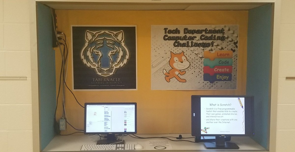 Smith_D725's tweet photo. The updated TSD OMS hallway Makespace challenge! @Glennr1809 @alengman @WeismanCorey #TigerStrong #makerspaces https://t.co/cKrXbWclBn
