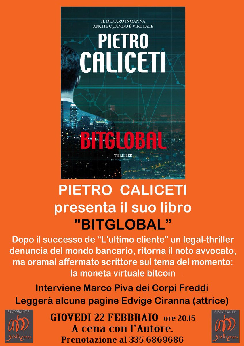 pivacorpifreddi's tweet photo. Il romanzo che ha anticipato i dubbi e le inquietudini sulla criptovaluta. Il romanzo che ha dimostrato che si può costruire thriller adrenalinici trattando tematiche all’apparenza agli antipodi. Ne parleremo con @PietroCaliceti al #giallozucca di #Mantova rassegna #corpifreddi https://t.co/rMf104Rt94