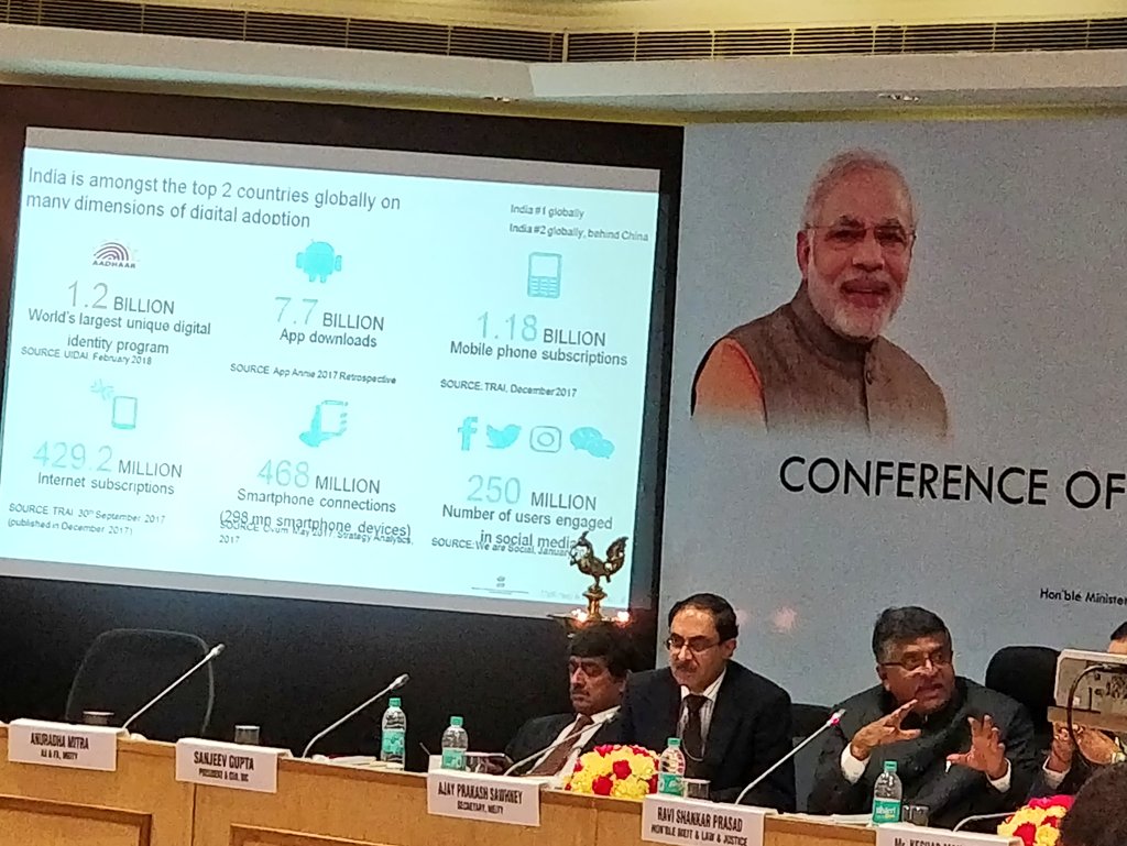 _DigitalIndia's tweet photo. Conference Day 2 : Ministerial Conclave Presentation on 'Trillion Dollar Digital Economy Report', focusing on multiple @_DigitalIndia services & progressing data in presence of state Ministers and NIC team.
@GoI_MeitY
#DigitalIndiaConference https://t.co/fmUtkROlt7