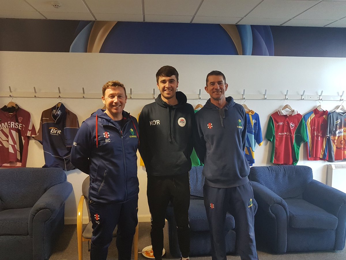 ApexCricket's tweet photo. Kieran after really interesting Q &amp; A with two Glamorgan legends Robert Croft &amp; Steve Watkin @MidletonCricket @RedsYouth https://t.co/7uLCeWMOeO