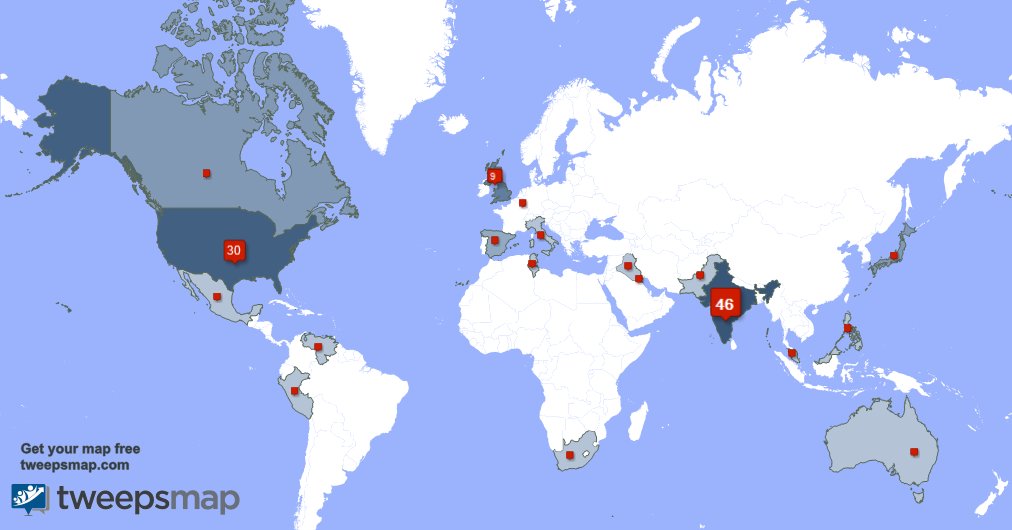imNvnBarthwal's tweet photo. My followers live in 19 countries: India(42%), USA(28%)... https://t.co/gj9M559QFi Get your free map! https://t.co/wy2OXw7Umo