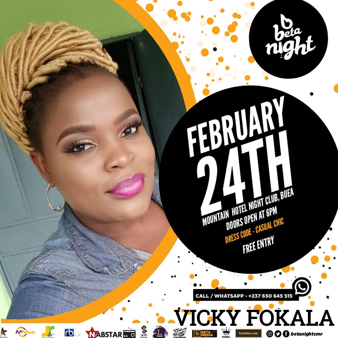 BetaNightCmr's tweet photo. Meet the hosts; Vicky Fokala &amp; Faith Tata for #BetaNight 

Where?- Mountain Hotel Night Club, Buea

When? - February 24th

At what time?- From 6PM

Attendance?- FREE

It is going to be a #BetaNight for Beta Pipol!!

#BetaNight #Njoka #Event #CameroonEvent https://t.co/T14SdqPkVr