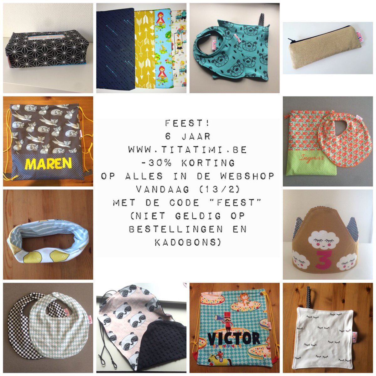 6 jaar titatimi.be dat vieren we met een hele dag 30% in de webshop. Vergeet de code "feest" niet bij het afrekenen! #titatimi #webshop