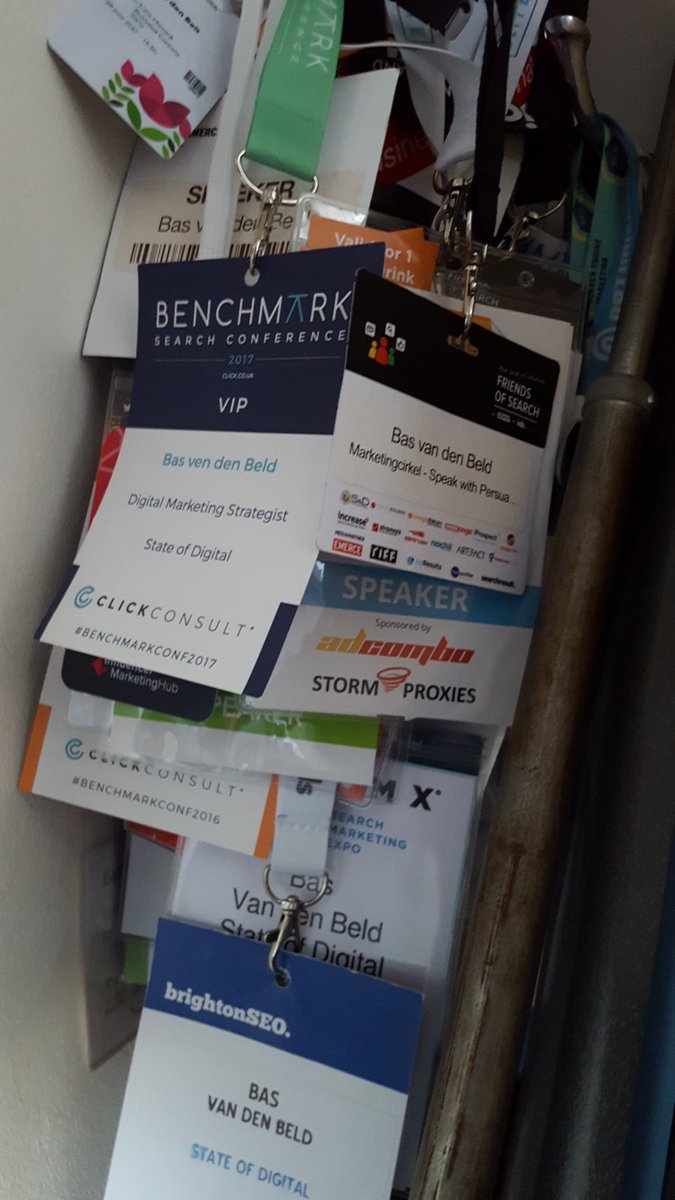 basvandenbeld's tweet image. The #fos18 Friends of Search lanyard is the latest addition to a huge number of lanyards of almost all events I spoke at in the last seven or eight years