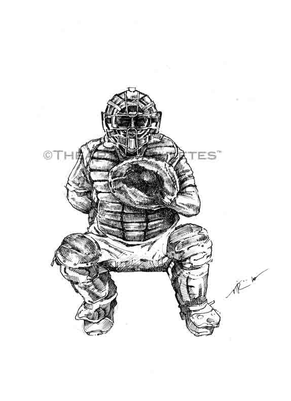 Baseball Catcher Drawing