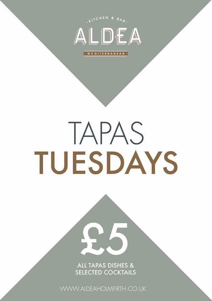 AldeaHolmfirth's tweet photo. Looking for something to do on Tuesday nights?
Come in from the cold and indulge in our dishes for less!
All Aldea main dishes are £5 on Tuesday nights - great value we're sure you'd agree?
Even better? Selected cocktails are £5 each as well!
Call or book now on 01484 689003. https://t.co/QAWbWBzXSM