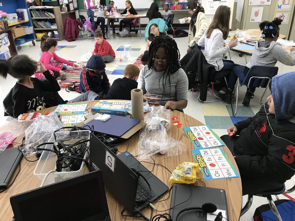 Having fun and learning a lot with our Morning Tutors! (K and 1st working with 4th and 5th graders) <a href="/PLVBears/">Pleasantville Elementary</a>  #polarpride