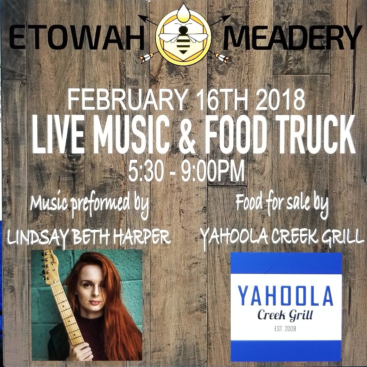 DrinkEtowah's tweet photo. THIS FRIDAY
Come join us for live music and a food truck !
•
•
•
#friday #livemusic #food #foodtruck #mead #cyser #dahlonega #etowahmeadery #getchabuzzon #GetchaBuzzOn https://t.co/m5FusqSRWi