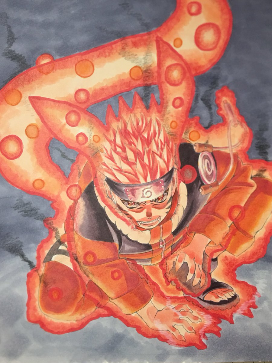 ゆ す Auf Twitter 完成いたした 九尾化ナルト Naruto Fan Art Copic 色鉛筆