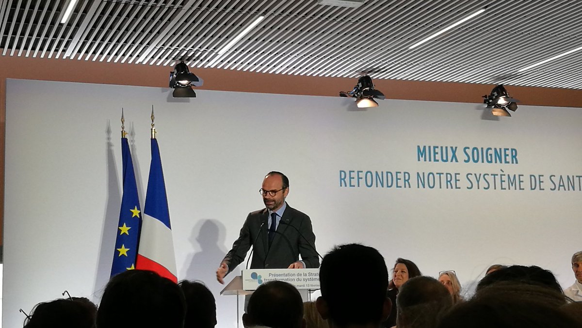 FoultM's tweet photo. Le premier ministre @EPhilippePM accompagné d'@agnesbuzyn à l'hôpital d'#Eaubonne. Présentation du plan pour "refonder le système de santé": pertinence des actes, rémunération, numérique... Et c'est pas fini @leQdM https://t.co/Z5QSDZa8UL