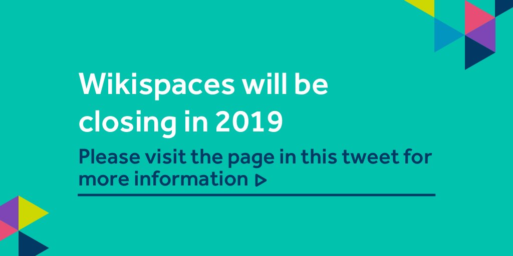 wikispaces's tweet image. Wikispaces by Tes will be closing, please click here for more information: bit.ly/2G9s39K #wikispaces #tes