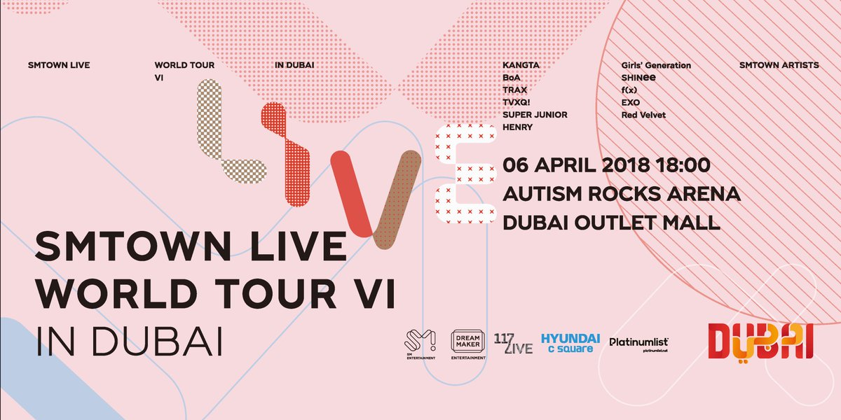 AAHGUAE's tweet photo. The SM TOWN LIVE WORLD TOUR VI is coming to DUBAI!
10 of the biggest acts in KPop, one EPIC show!

April 6th at Autism Rocks Arena at Dubai Outlet Mall.

Pre-register for your ticket RIGHT NOW 👇🏾 
https://t.co/8vn0FKZsVv

#SMTownInDubai
#117live https://t.co/VllGqdQ2Ng