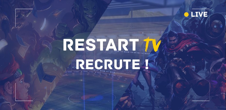 RestartESC's tweet image. Tu es streameur de jeux divers sur PC ? 🎯
Tu souhaites rejoindre une association dynamique et faire ta place dans le twitch game ? 🖥
Envois nous ta candidature en MP ! 📧
 #CSSO #Overwatch #CoD #LeagueOfLegends #RocketLeague #HearthStone #Twitch
CC @EsportStaff @EsportRecrute