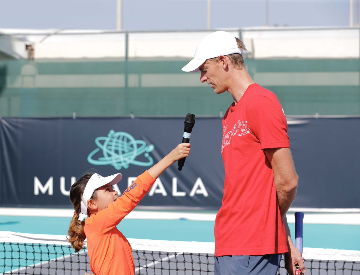 MubadalaWTC's tweet photo. Alyssa, the first #MWTCKiddieReporter live in ACTION interviewing the #MWTC10 Champ10n @KAndersonATP! ๐ณ https://t.co/FYiiLJxXtP