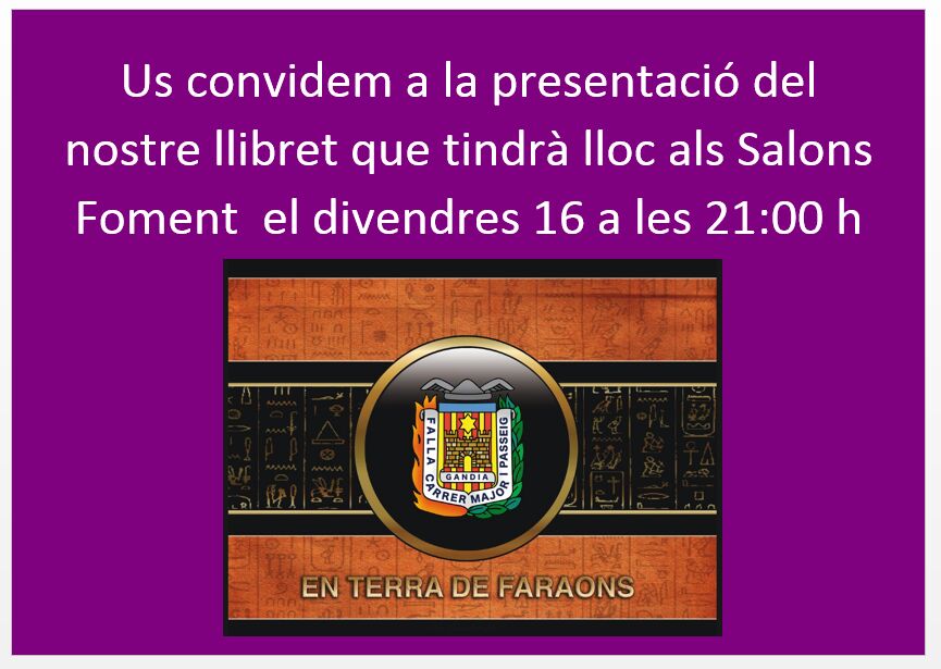 FallaCMIP's tweet image. Vos recordem que el pròxim divendres, 16 de febrer, a les 21.00 hores, será la presentació del nostre Llibret, el acte tindrà lloc al Salon de Foment. Vos esperem a tots!!!