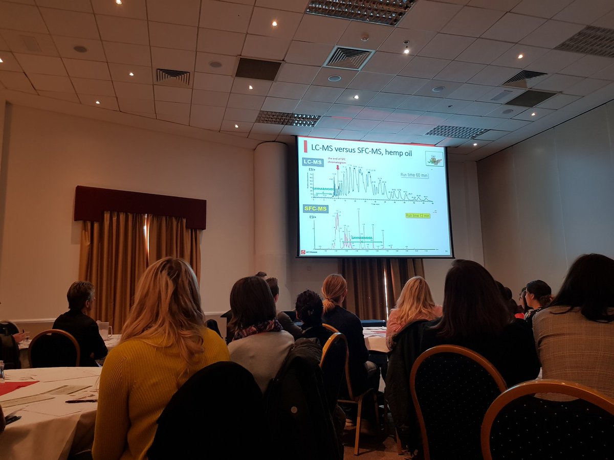 njbirse's tweet photo. Professor Jana Hajšlová talking about chromatographic separation and high resolution mass spectrometry analysis of cannabis. Unexpected but very interesting. #multicoop https://t.co/T1hOt7BrBf