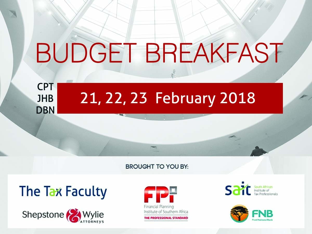 The Budget breakfast will deliver a meaningful panel discussion on the impact of National Treasury’s Budget Review, together with the South African Institute of Tax Professional, through a live screening of the National Budget Speech. #FPI #BudgetBreakfast #BudgetSpeech