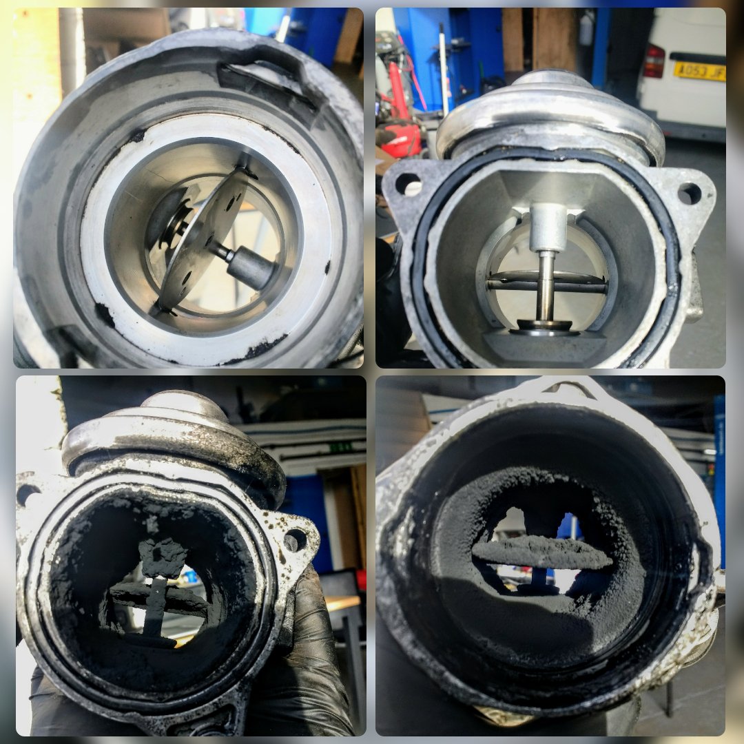 Sticking exhaust gas re-circulation valve cleaned this morning with a quick walnut shell blast. Additives and hydrogen have been used without much success. #dirtydiesel #volkswagen