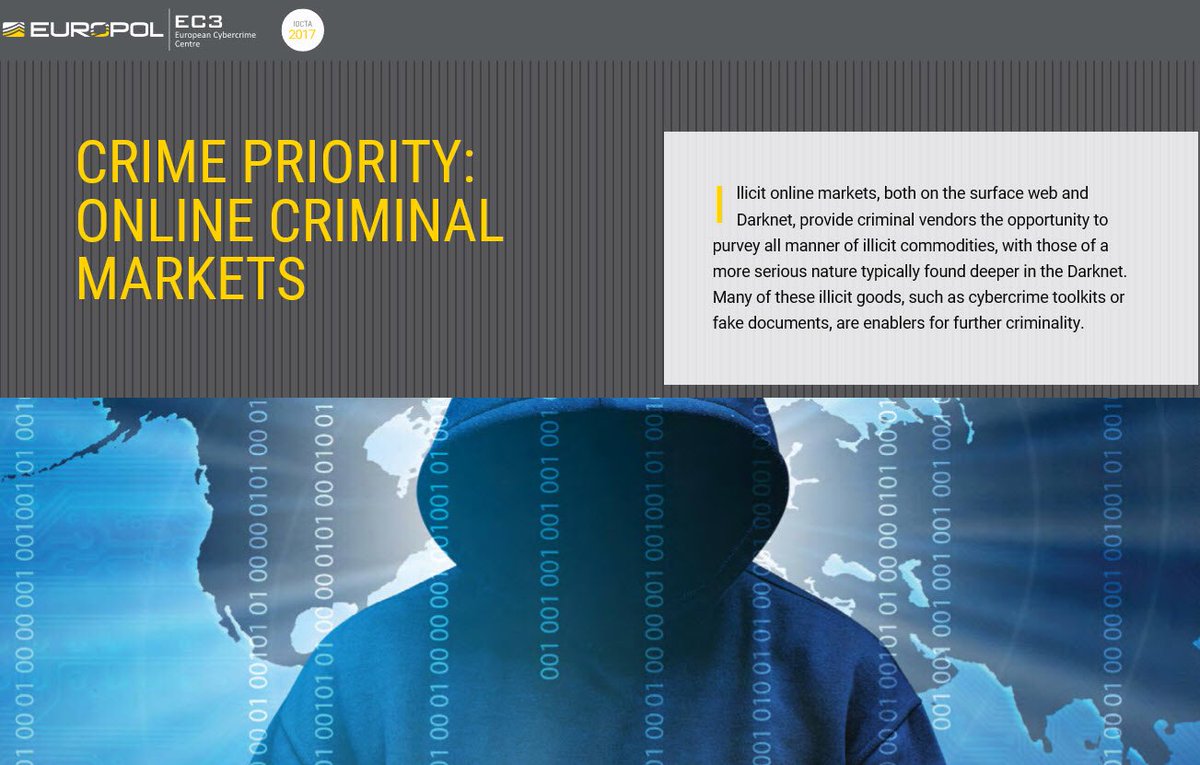 EC3Europol's tweet photo. 📖#IOCTA17: #Darknet markets are a key cross-cutting enabler for other crime areas, providing access to, amongst others, compromised payment data to commit various types of payment #fraud. https://t.co/O12xziQ8o8