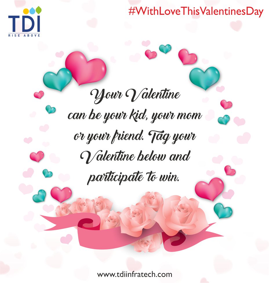TDIInfratech's tweet photo. #WithLoveThisValentinesDay
It's your last chance to win, don't miss this!! Tag your Valentine's and get a chance to win exciting prizes.

#ValentinesDay #Love #Happiness #Prizes #Gifts #Tag #TDIInfratech #TDI #RiseAbove #RealEstate https://t.co/6B77VHCwVq
