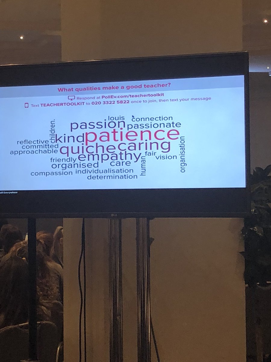 nicolacmcewan's tweet photo. What PGCE students think makes a good teacher. Looks like we need to adopt a new menu for residentials though @HibberdLou
@TeacherToolkit #EducatingTeachers https://t.co/cWmeUfWqq7