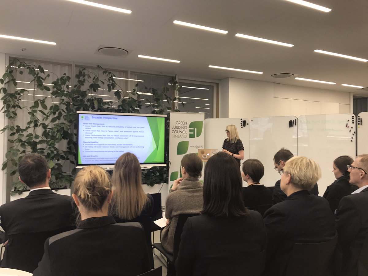 Marie Louise of <a href="/EMF_ECBC/">EMF-ECBC</a> presents #EeMAP to Finnish banks and building sector experts <a href="/FiGBC_/">Green Building Council Finland</a>