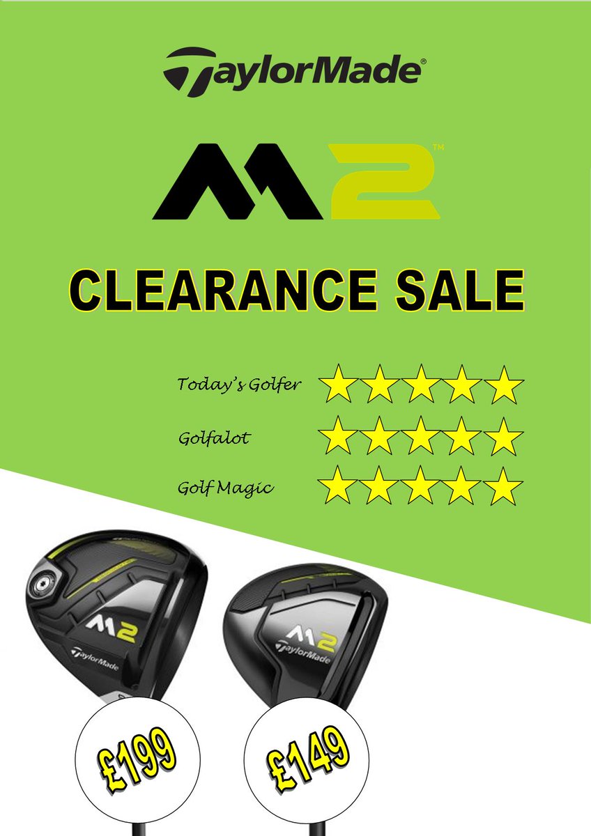 SoutherndownPro's tweet photo. TAYLORMADE M2 CLEARANCE SALE
Huge price drop on Drivers & Fairways @Southerndowngc - Limited stock available!
#Geocoustic #SpeedPocket #Bargain https://t.co/wGKUSGTj1t