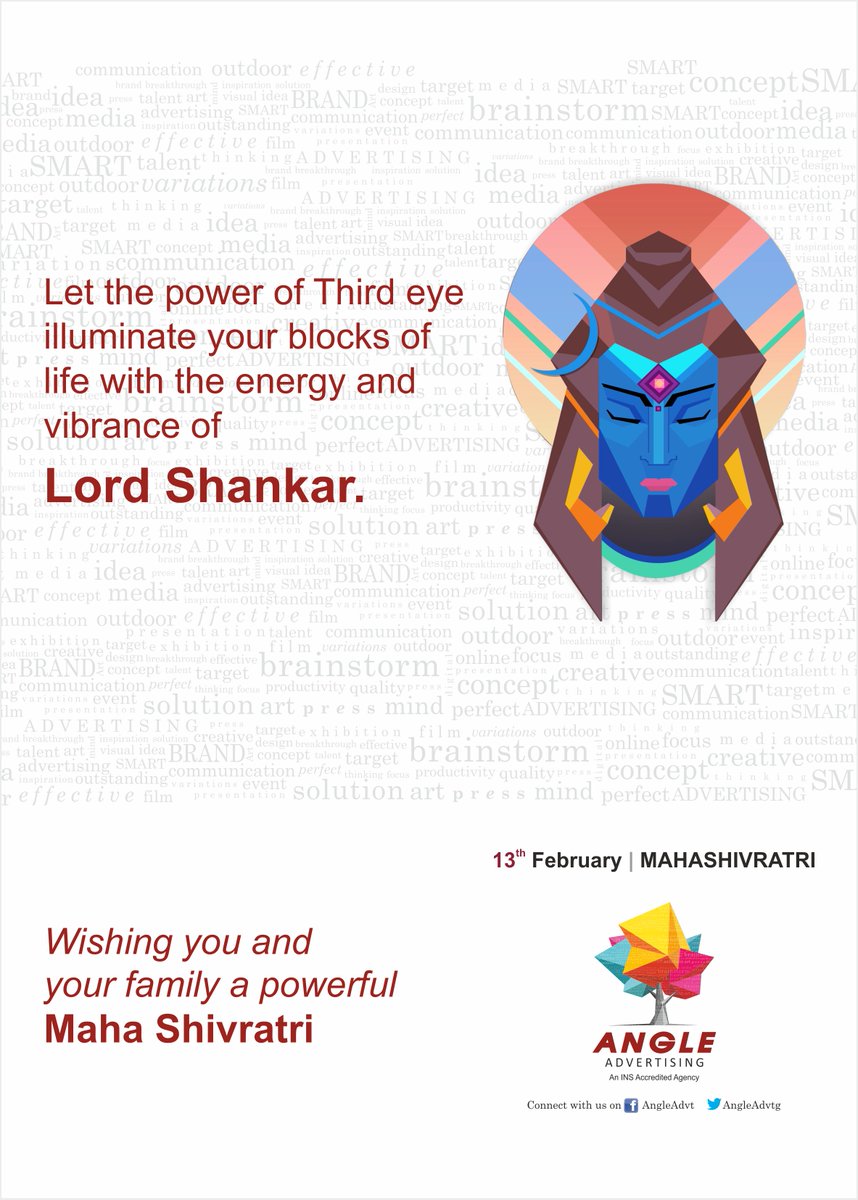 AngleAdvt's tweet photo. "Let the power of the Third eye illuminate your blocks of life with the energy and vibrance of Lord Shankar. Wishing you and your family a powerful Maha Shivratri." #Mahashivratri #LordShiva #CreatorOfLife #Devotion #Angleadvertising #Digitaladvertising https://t.co/bnO8PBhfRd