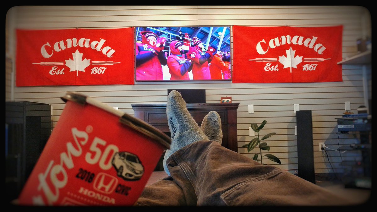 This is how we watch the Olympics at Enman's AVU! #SmallCityBigFans #ChooseSummerside #pyeongchang2018 #WeAreWinter #olympics