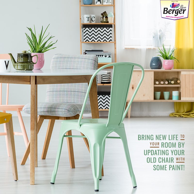 BergerPaintsInd's tweet photo. From that old chair to the shelf that looks withered, make just any furniture look new and shiny with a coat of paint. #CreateWithColour https://t.co/wEgvvV5hX9