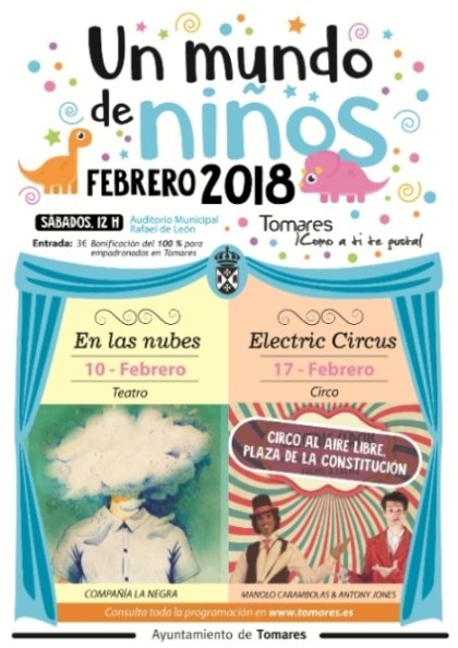 Este sábado día 17 trasladamos "Un mundo de niños" al exterior. Será a las 12.00 h. en la Plaza de la Constitución. No te pierdas el espectáculo circense "Electric Circus".