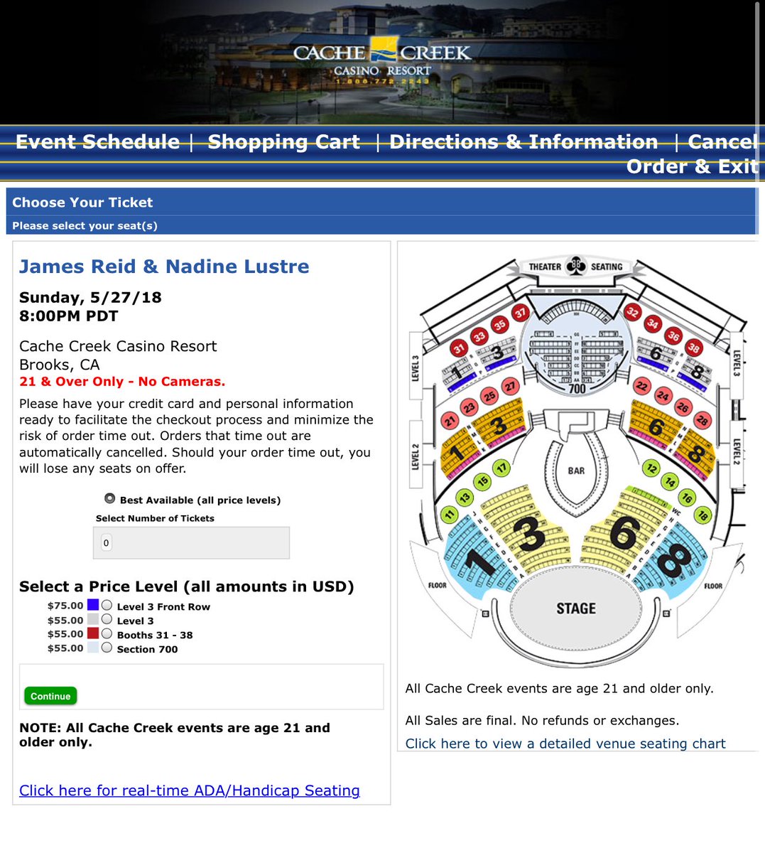 Cache Creek Seating Chart