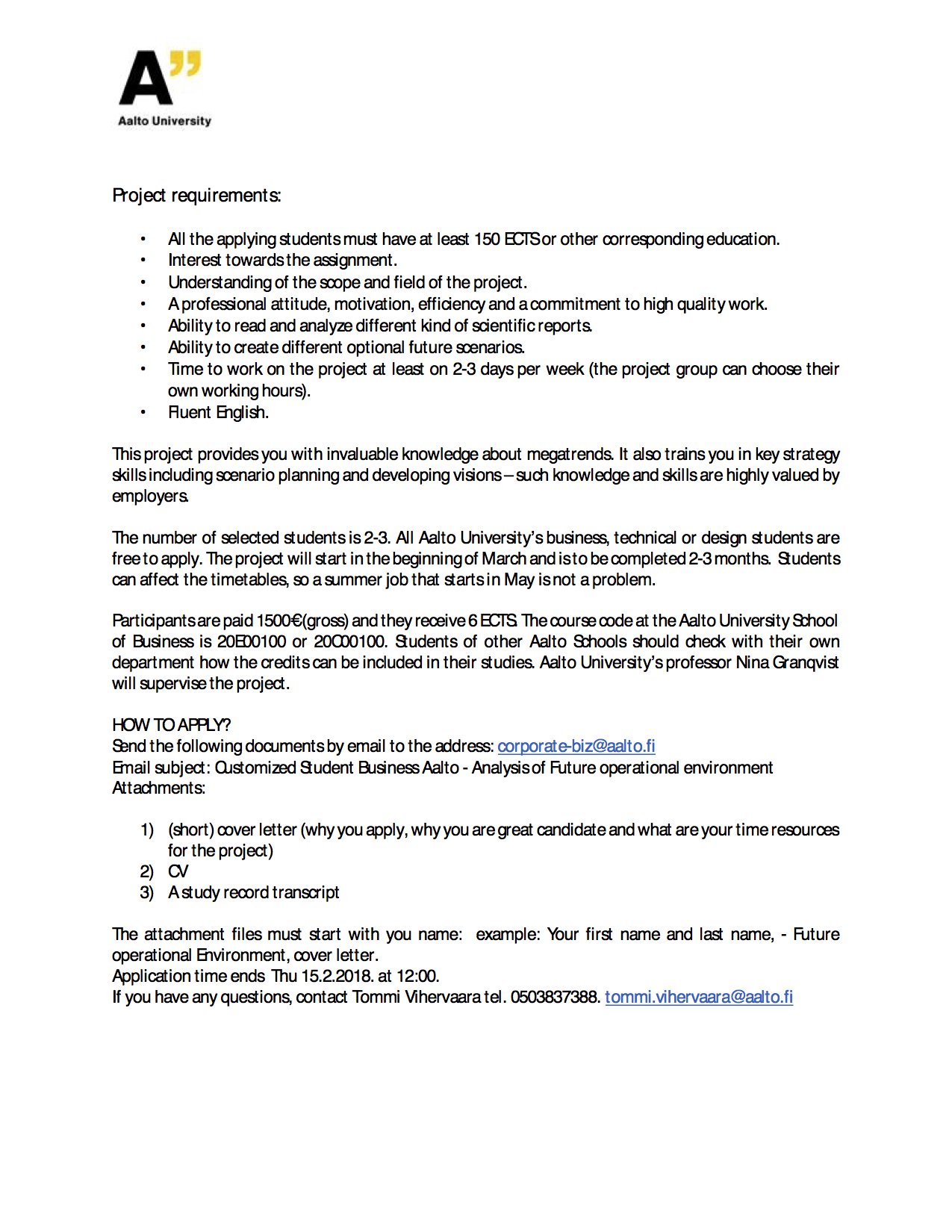 aalto design factory on twitter want to gain work experience