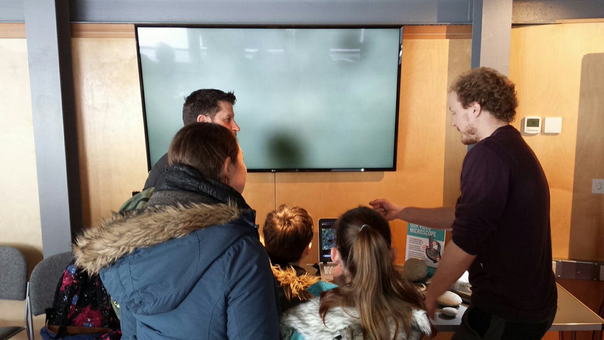 LymeRegisMuseum's tweet image. James is using our brand new video microscope to show off his fossil insect collection! We are here till four today so come along and say hi! #Dippyontour #fantasticfossils