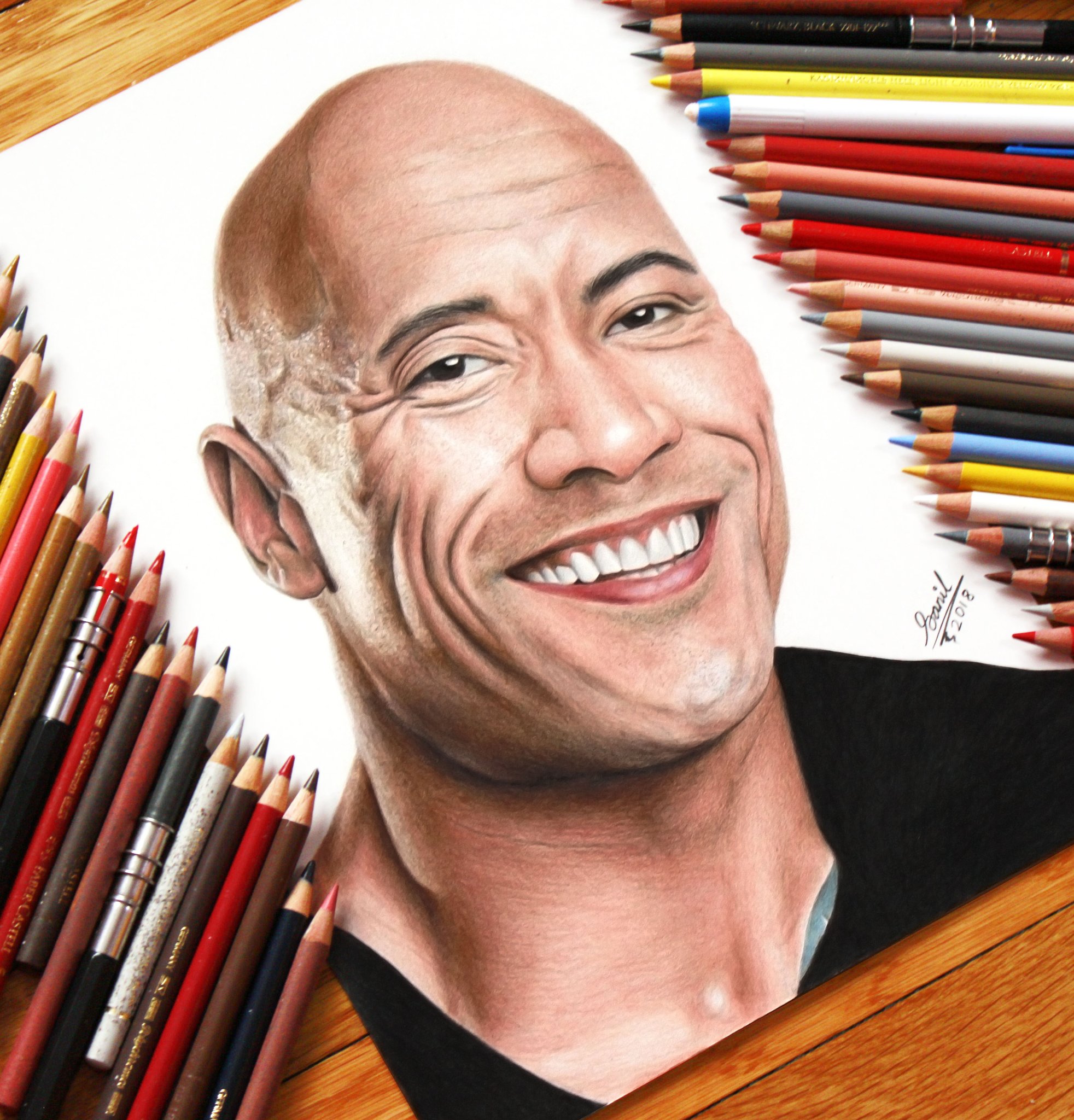 Drawing Dwayne The Rock Johnson  Realistic pencil drawing timelapse   YouTube