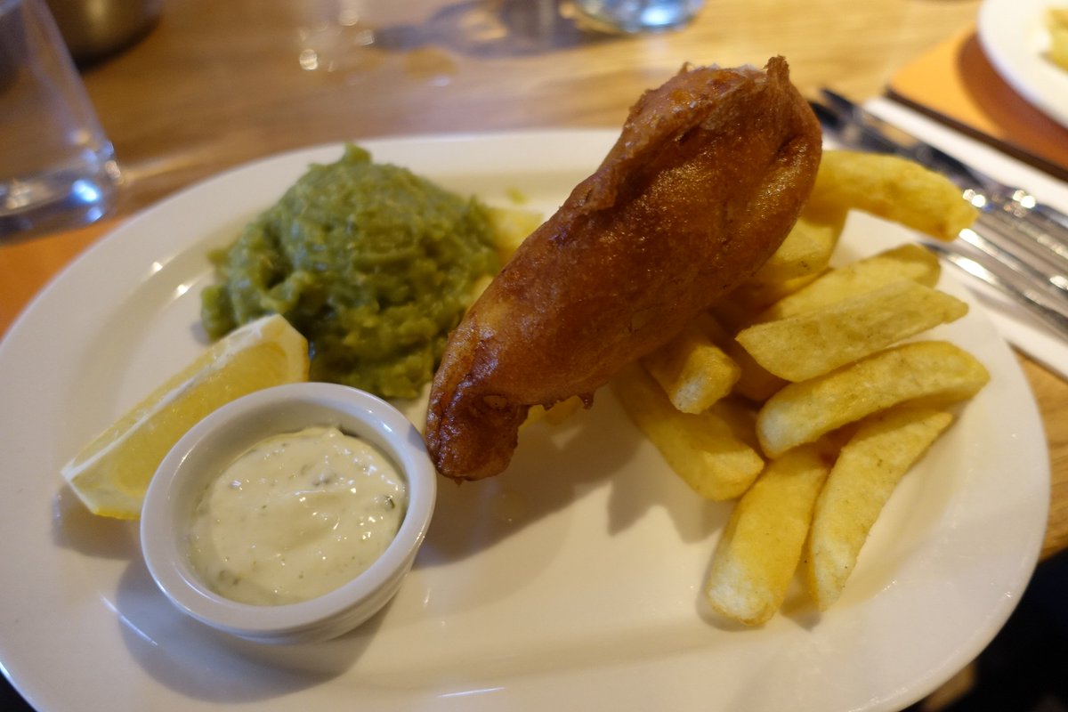 .... <a href="/NigelHaworth/">Nigel Haworth</a> We began with appetisers: sausages, fried squid, black pudding &amp; fried cauliflower all delectable. Then came the piece de resistance: perfect fish &amp; chips with some of the best mushy peas I have ever had. As Michelin would say: Worth the journey. #clogbillycock