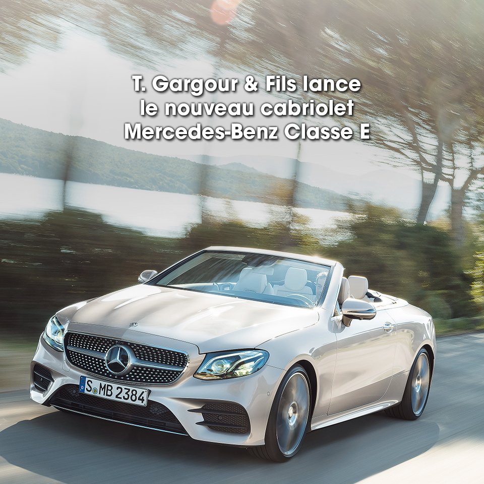 MasculinMag's tweet photo. T. Gargour &amp; Fils, distributeur exclusif de Mercedes-Benz au Liban, a annoncé le lancement du tout nouveau Cabriolet Class E.
https://t.co/aaRdN72xNa https://t.co/ef3f3xgDKb