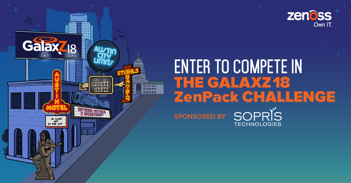 zenoss's tweet photo. The #ZenPack Challenge is an annual contest for developers from around the world to showcase their skills by creating a unique ZenPack for the @Zenoss platform. Up for the challenge? #Galax18 https://t.co/3naZd5JrkB https://t.co/4uEb4cf4vM