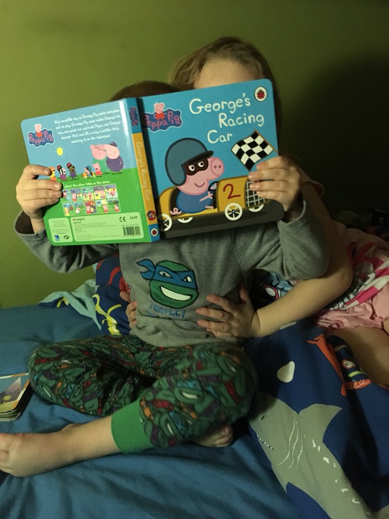 Someone doesn’t want you to see that we are reading ‘George’s Racing Car’ #100bookchallenge <a href="/monteneynursery/">Monteney Nursery</a>