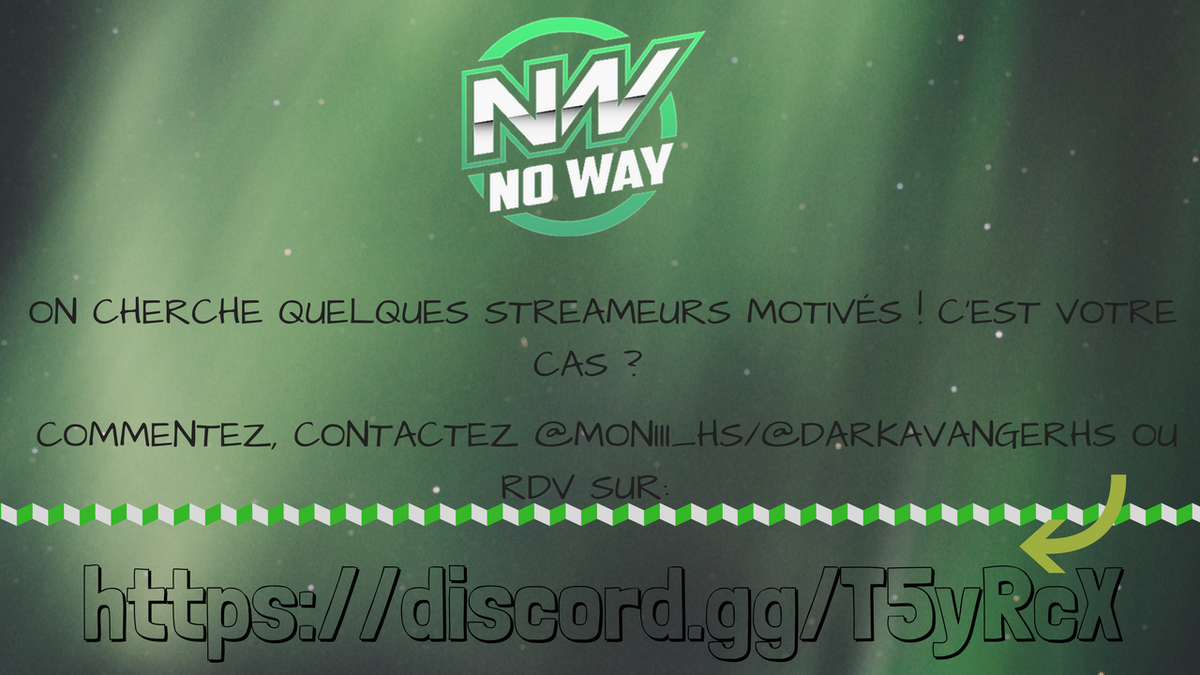 TeamNoWay's tweet photo. [ANNONCE] 

Nous sommes en phase de recrutement de quelques streameurs pour notre chaine Twitch. Intéressé(es)? 

Contactez nous en privé, soit @Moniii_HS soit @DarkavangerHS pour plus d'informations ou de questions ! 

#hearthstone #webtv #twitch #recrutement https://t.co/MwPObCXW58